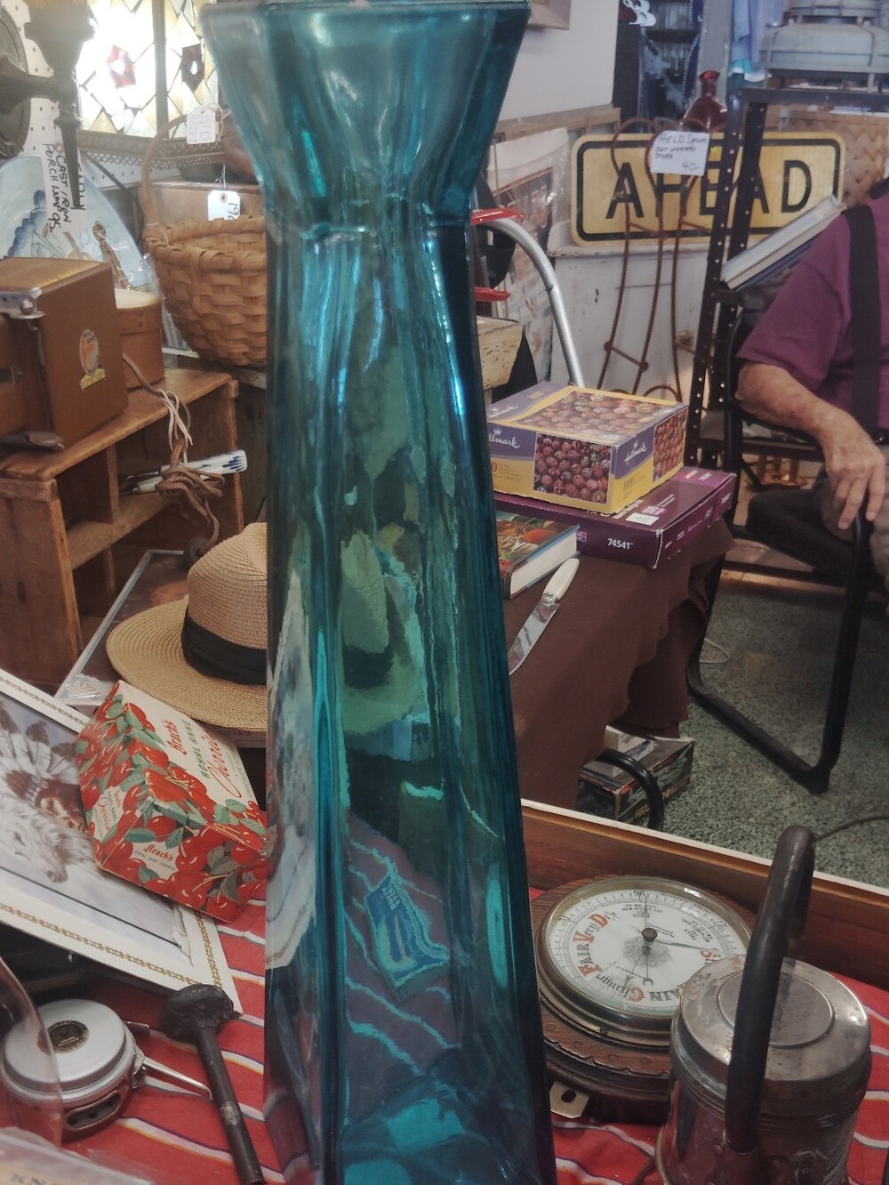 Teal Glass Decorative Vase - Brand Unknown